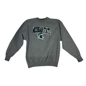 Michigan State Spartans Crewneck Sweatshirt Mens M Gray Worn Distressed Pullover